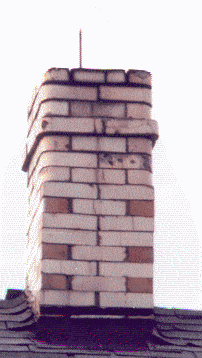 Glazed brick chimney on the Korns Somerset County farmhouse.