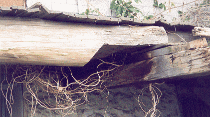 Porch beams on the Korns farmhouse.