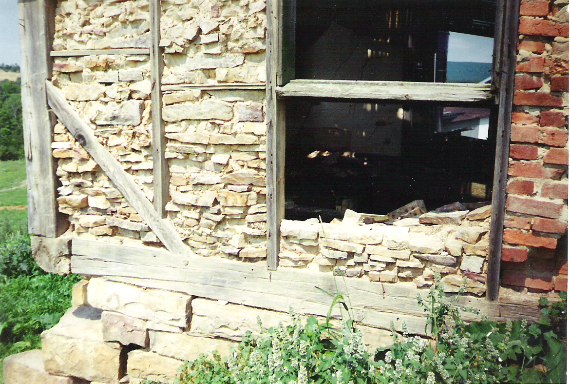 Rock-filled walls in the historic farmhouse on the Michael Korns, Sr. family farm, Southampton Township, Somerset County, Pennsylvania