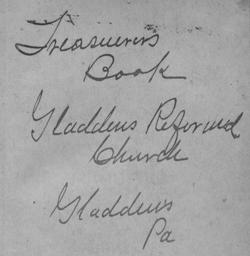 Gladdens Church treasury book title page