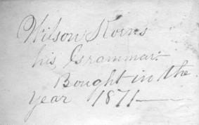 1871 Wilson Korns inscription in book