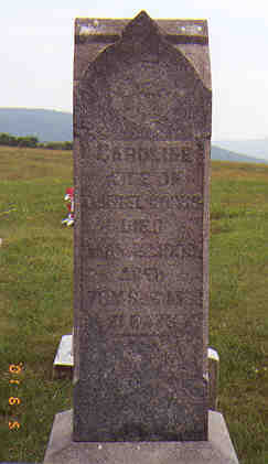 Caroline (Tressler) Korns side of tombstone, Cook Cemetery, Southampton Township, Somerset County, PA