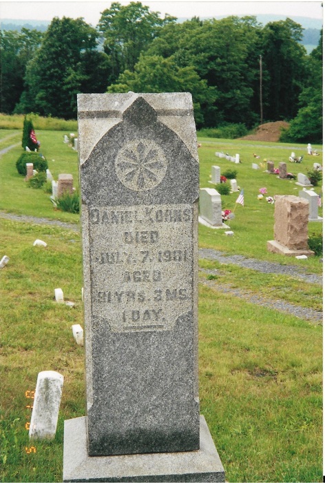 Daniel Korns, Jr. tombstone, Cook Cemetery, Southampton Township, Somerset County, PA