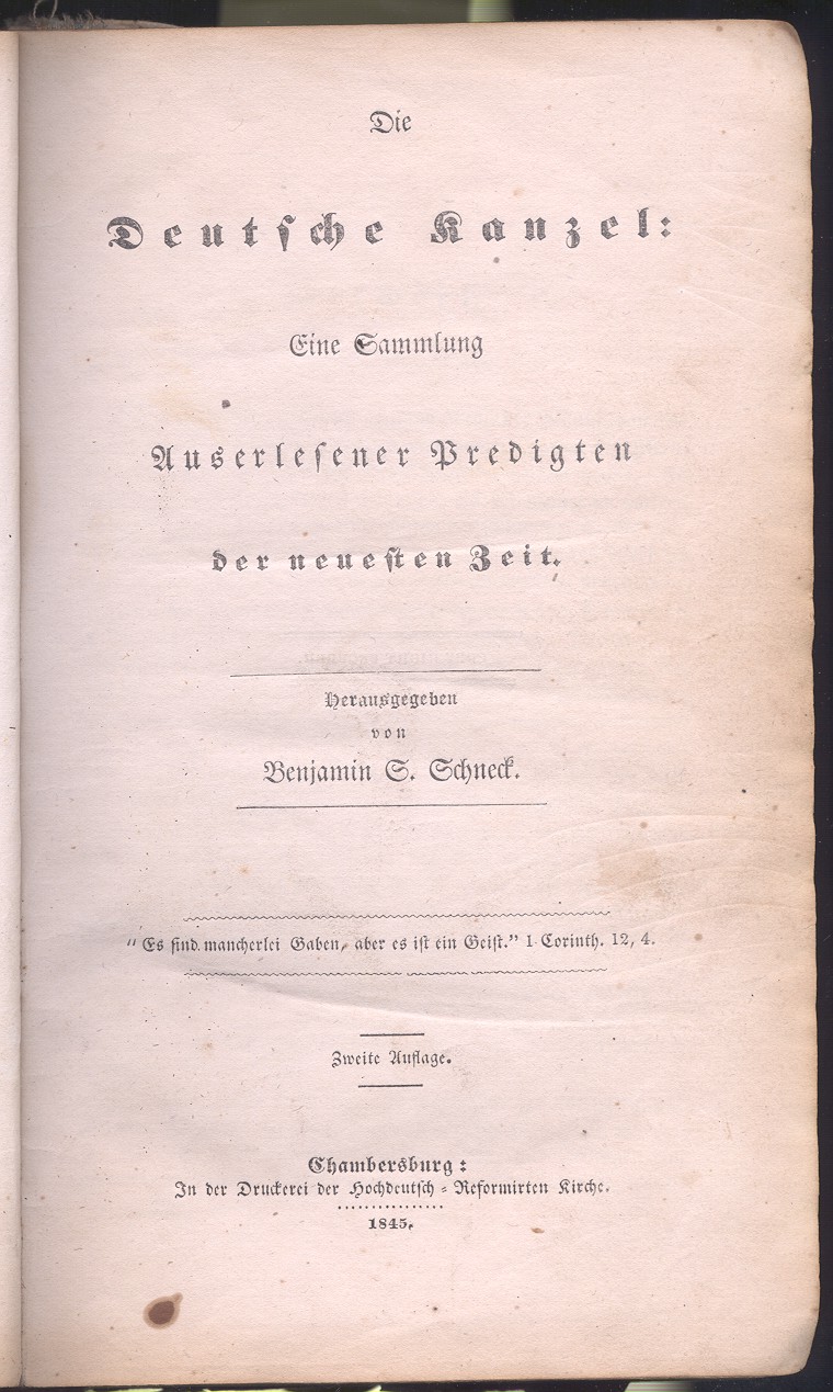 Daniel Korns 1845 Deutsche Kanzel