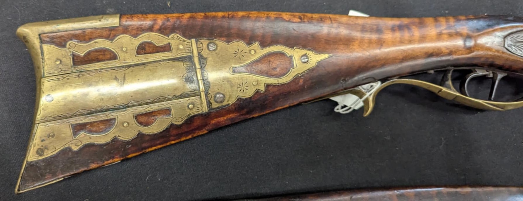 Full stock Jacob Mier black powder rifle.