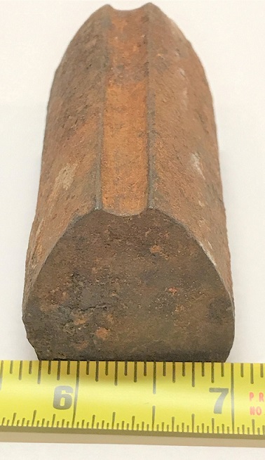 An end view of the long rifle nose cap forming tool, showing its width.