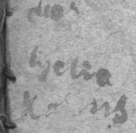 Lydia Korns name in old spelling book