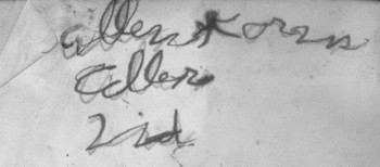 Allen Korns name in McGuffey's Eclectic Primer 